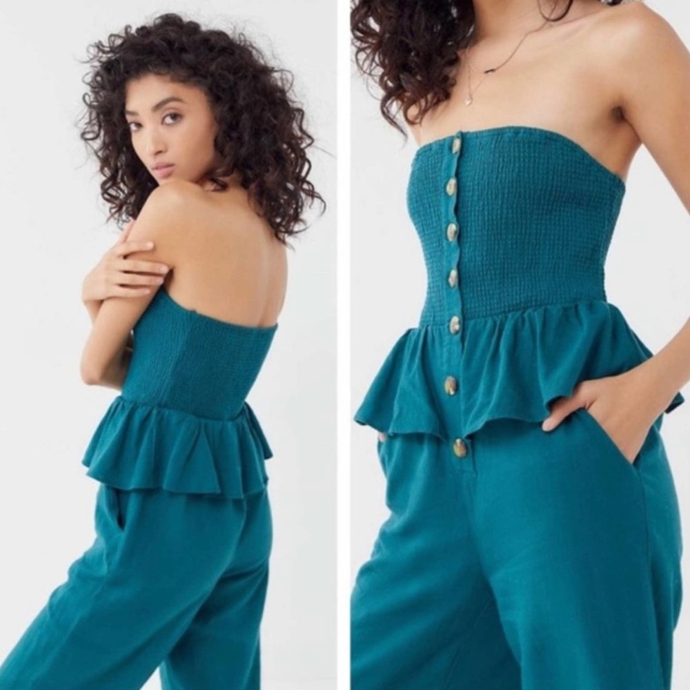 UO TEAL PEPLUM JUMPSUIT